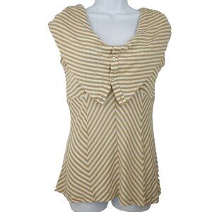 Anthropologie Pilcro and the Letterpress Top Women's Small Beige Striped Shirt